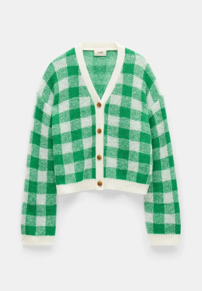 Hush Jumpers and Cardigans Women Bollon Gingham Wool Blend Cardigan Green Gingham Hush Jumpers and Cardigans Women Bollon Gingham Wool Blend Cardigan Green Gingham