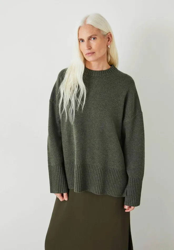 Hush Jumpers and Cardigans Women Danielle Split Back Wool Jumper Forest Green