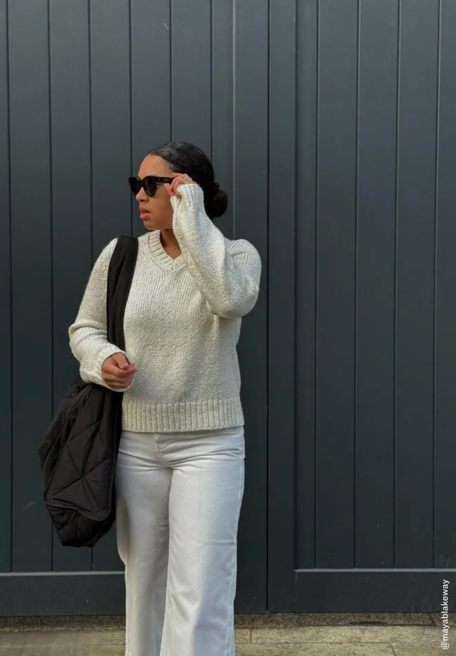 Hush Jumpers and Cardigans Women Marra High V Neck Knitted Jumper Moonshine Hush Jumpers and Cardigans Women Marra High V Neck Knitted Jumper Moonshine
