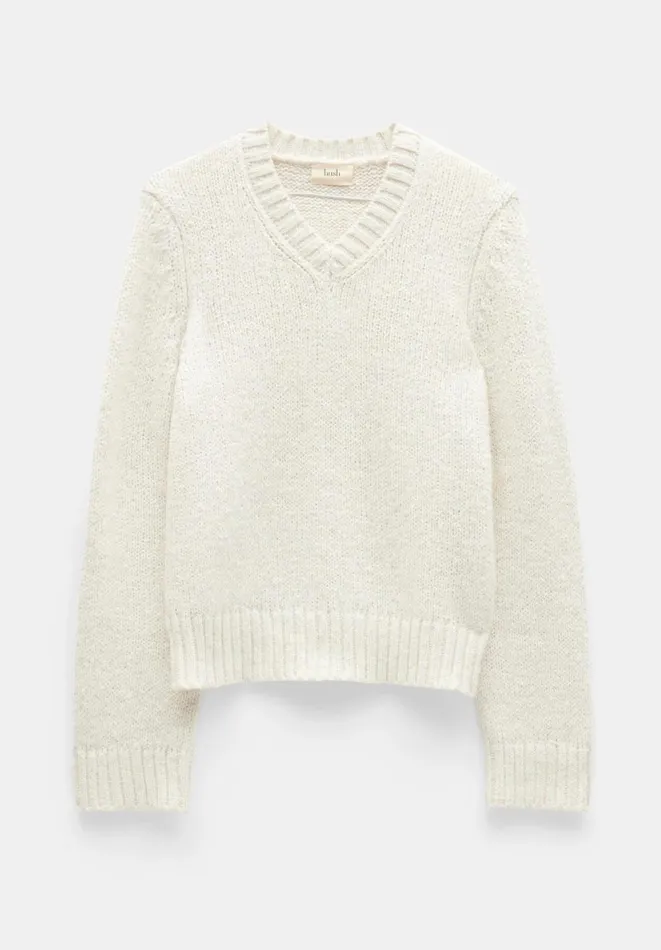 Hush Jumpers and Cardigans Women Marra High V Neck Knitted Jumper Moonshine Hush Jumpers and Cardigans Women Marra High V Neck Knitted Jumper Moonshine