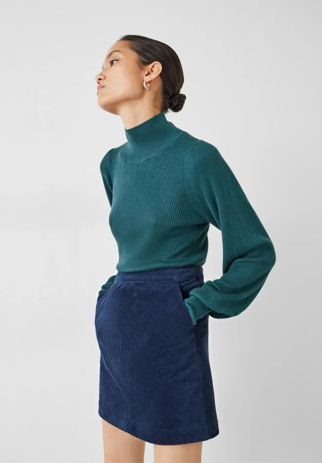 Hush Jumpers and Cardigans Women Ribbed Sleeve Roll Neck Jumper Deep Teal