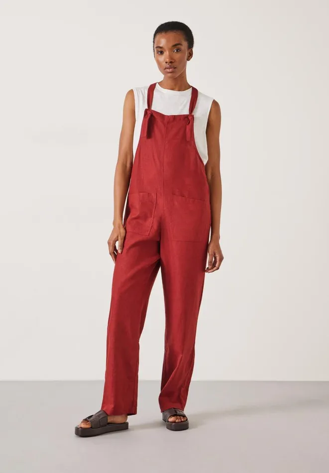 Hush Jumpsuits Women Eliza Linen Blend Dungarees Rust