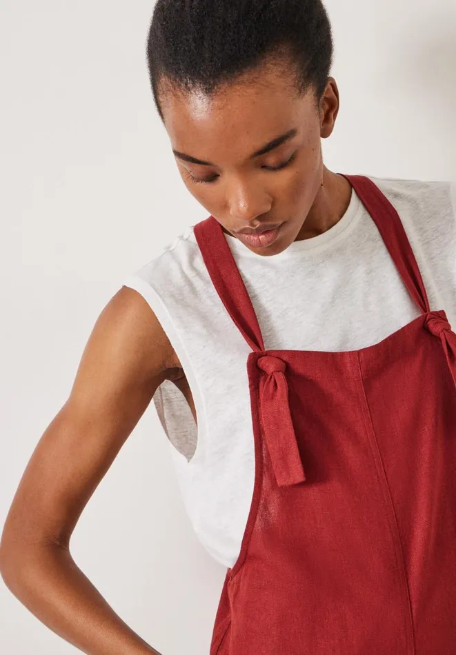Hush Jumpsuits Women Eliza Linen Blend Dungarees Rust