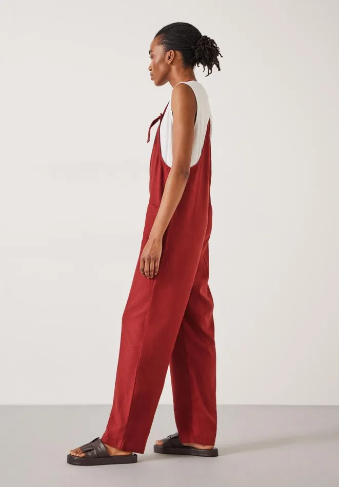 Hush Jumpsuits Women Eliza Linen Blend Dungarees Rust
