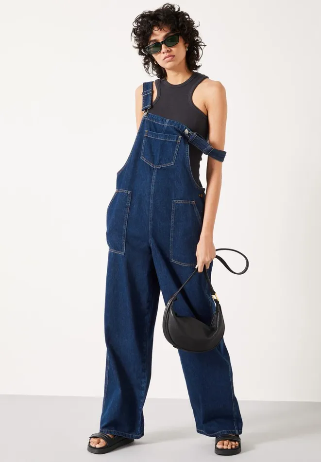 Hush Jumpsuits Women Niamh Wide Leg Dungarees Blue Denim