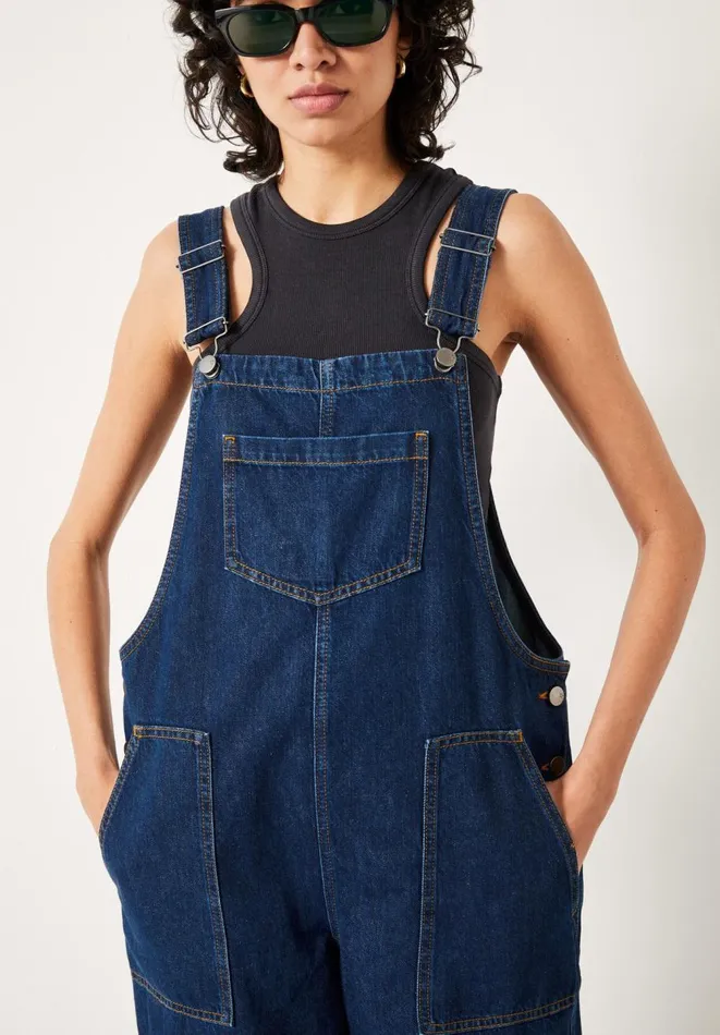 Hush Jumpsuits Women Niamh Wide Leg Dungarees Blue Denim