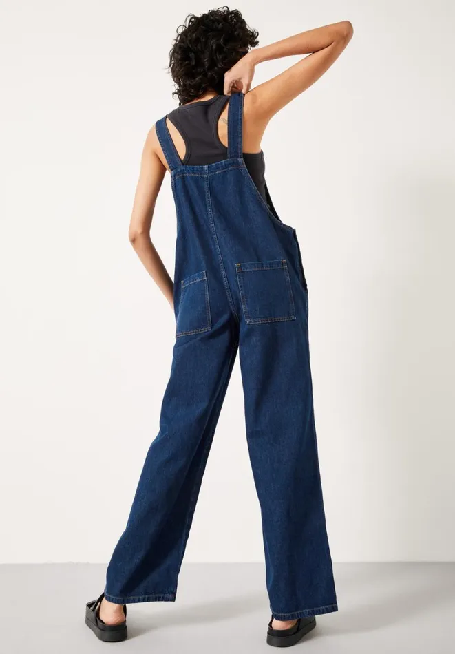 Hush Jumpsuits Women Niamh Wide Leg Dungarees Blue Denim