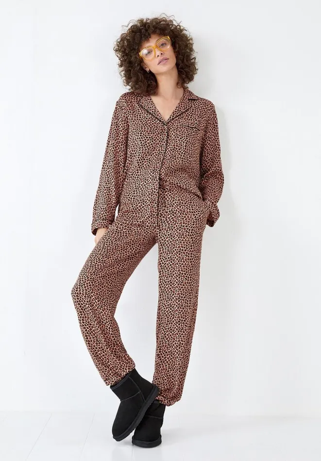 Hush Pyjamas and Nightwear Women Aoife Viscose Pyjama Set True Leopard