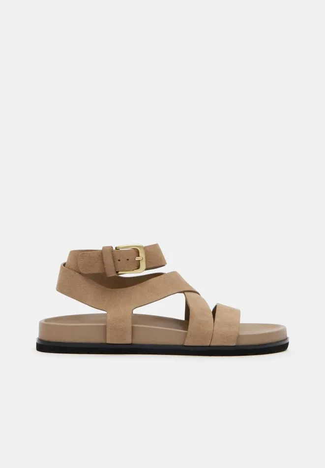 Hush Sandals Women Sadie Suede Footbed Sandal Taupe