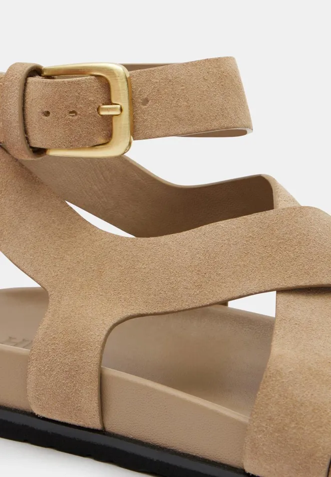 Hush Sandals Women Sadie Suede Footbed Sandal Taupe Hush Sandals Women Sadie Suede Footbed Sandal Taupe