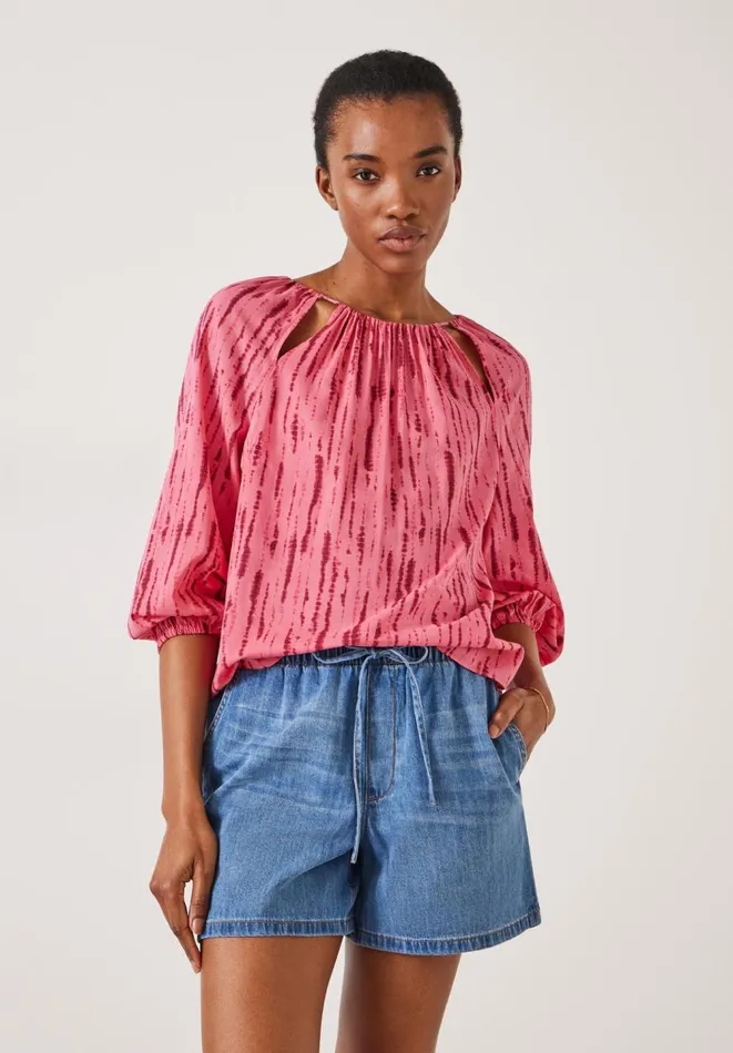 Hush Shirts and Blouses Women Ariella Cut Out Detail Blouse Striped Tie Dye Pink