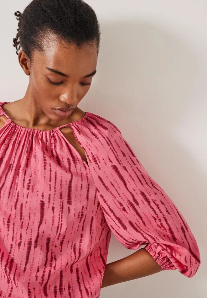 Hush Shirts and Blouses Women Ariella Cut Out Detail Blouse Striped Tie Dye Pink