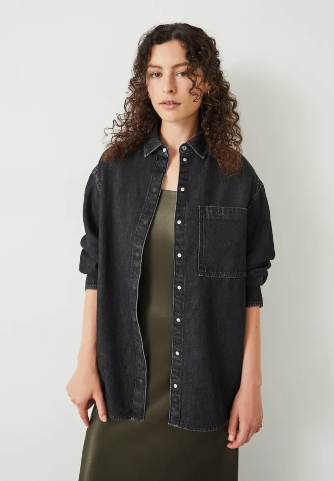 Hush Shirts and Blouses Women Deanna Washed Black Denim Overshirt Washed Black