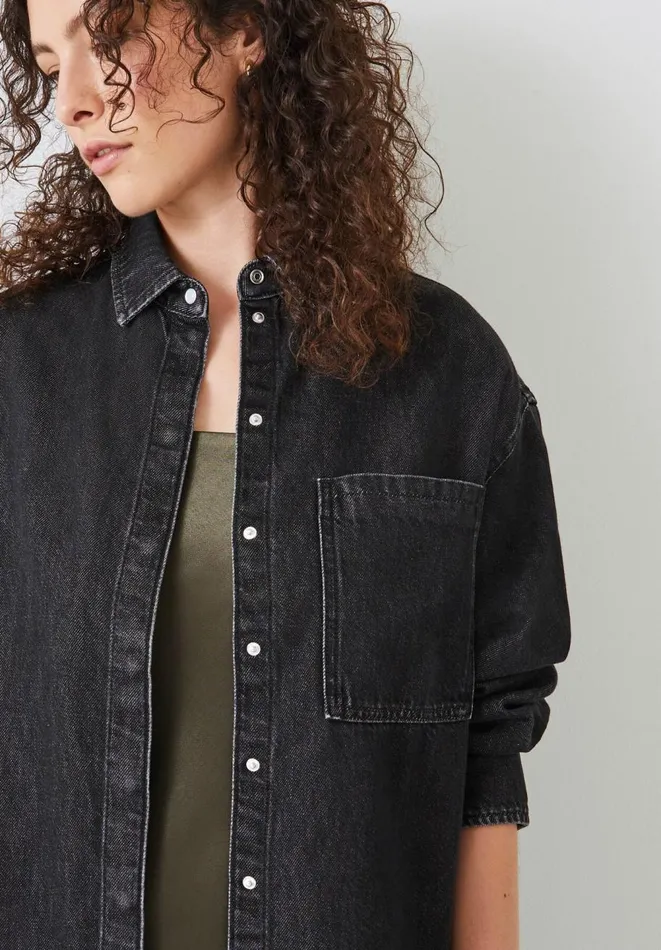 Hush Shirts and Blouses Women Deanna Washed Black Denim Overshirt Washed Black