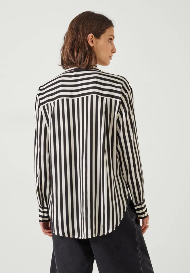 Hush Shirts and Blouses Women Emely Oversized Stripe Fluid Shirt Black And White Stripe Hush Shirts and Blouses Women Emely Oversized Stripe Fluid Shirt Black And White Stripe