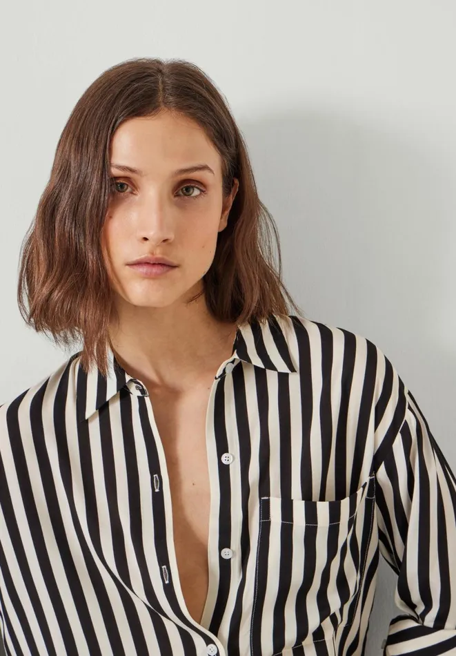 Hush Shirts and Blouses Women Emely Oversized Stripe Fluid Shirt Black And White Stripe Hush Shirts and Blouses Women Emely Oversized Stripe Fluid Shirt Black And White Stripe