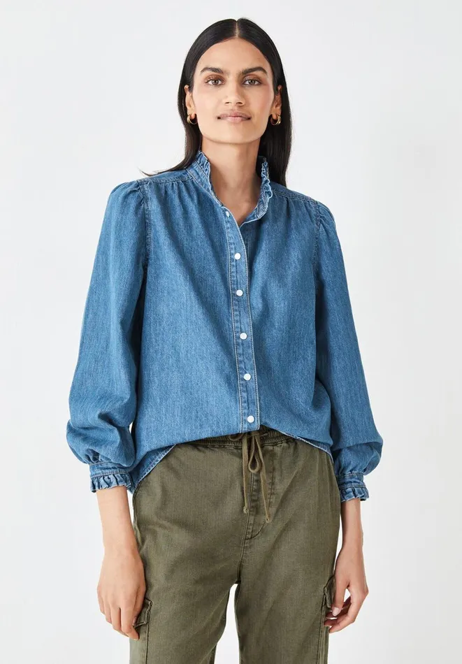 Hush Shirts and Blouses Women Joyce Denim Shirt Mid Authentic Blue