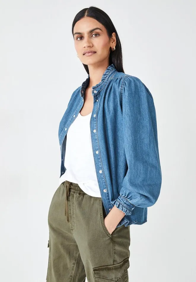 Hush Shirts and Blouses Women Joyce Denim Shirt Mid Authentic Blue