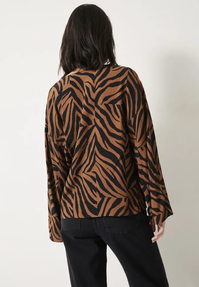 Hush Shirts and Blouses Women Lauren Notch Neck Top Zebra Patchwork Brown Hush Shirts and Blouses Women Lauren Notch Neck Top Zebra Patchwork Brown