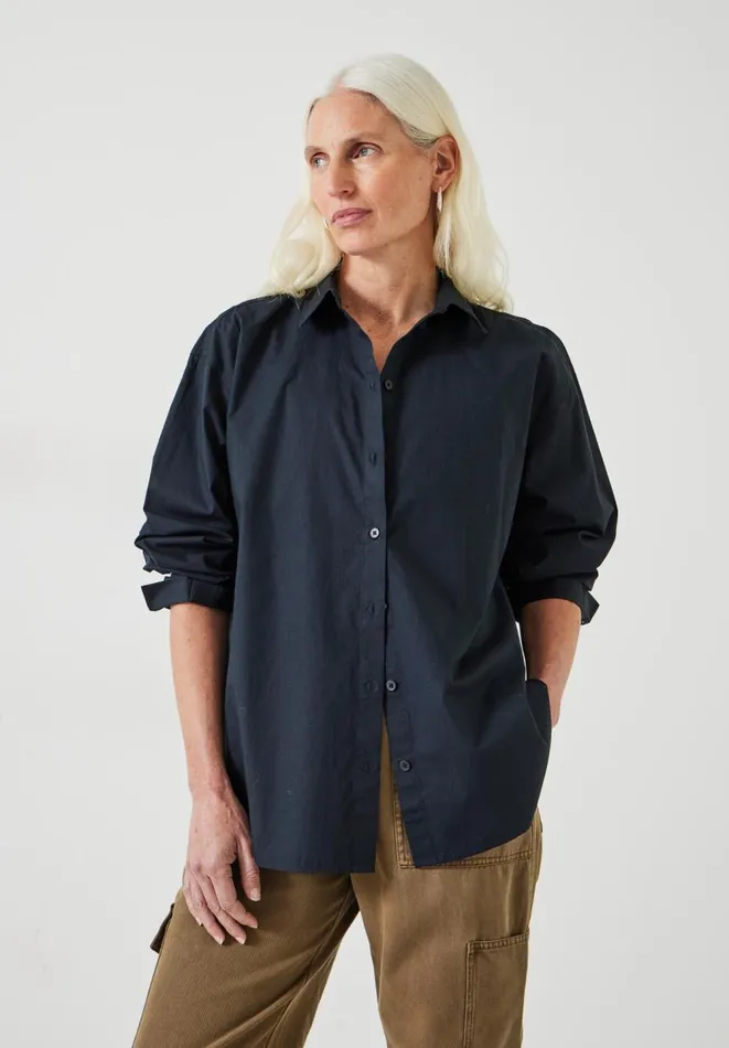 Hush Shirts and Blouses Women Pia Oversized Cotton Shirt Black