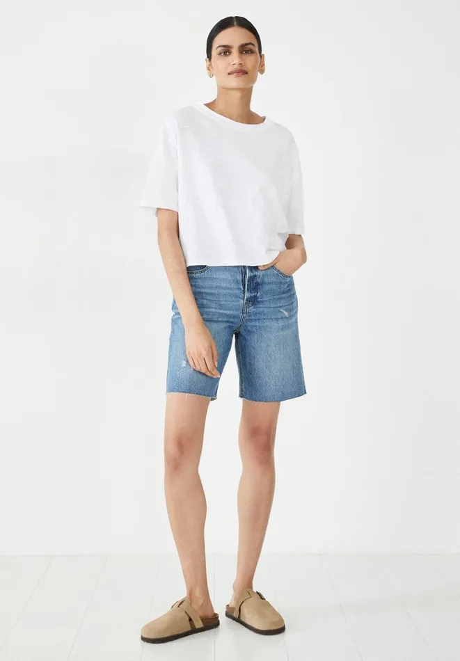 Hush Shorts Women Lloyd Long Boyfriend Short Mid Authentic Wash