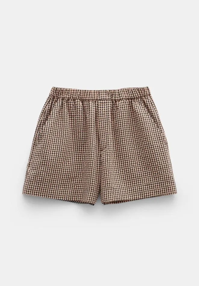 Hush Shorts Women Margot Cotton Crinkle Gingham Boxer Shorts Black Blush Gingham Hush Shorts Women Margot Cotton Crinkle Gingham Boxer Shorts Black Blush Gingham