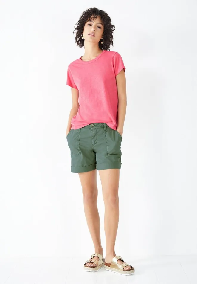 Hush Shorts Women StretchCotton Chino Shorts Washed Green