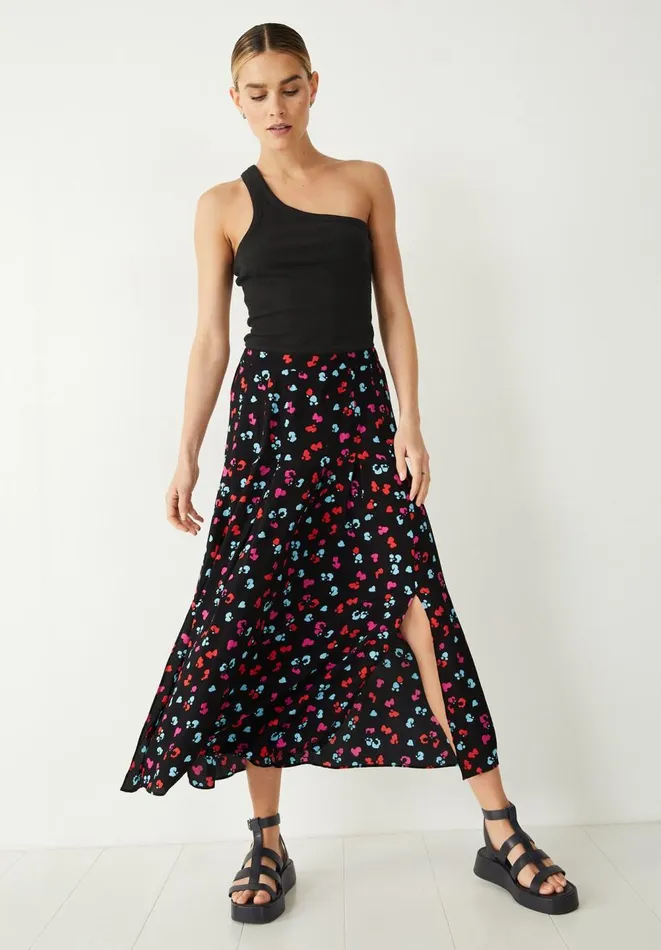 Hush Skirts Women Kylie Pleated Skirt Floral Heart Blackmulti