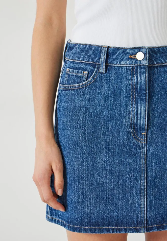 Hush Skirts Women Saachi Denim Mini Skirt Mid Authentic Wash Denim