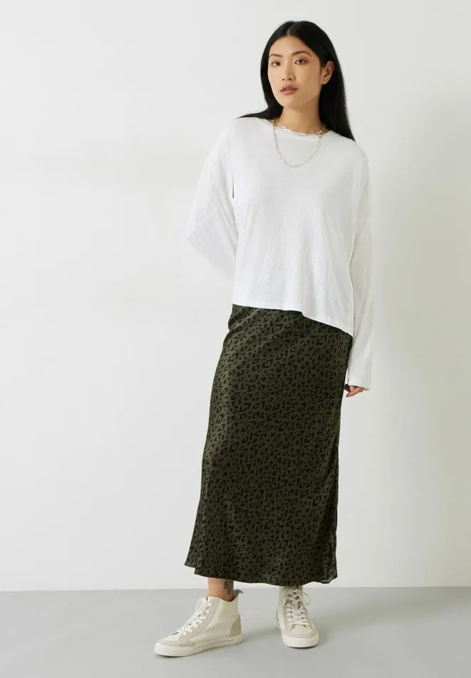 Hush Skirts Women Simone Slinky Midi Skirt Animal Ikat Khaki
