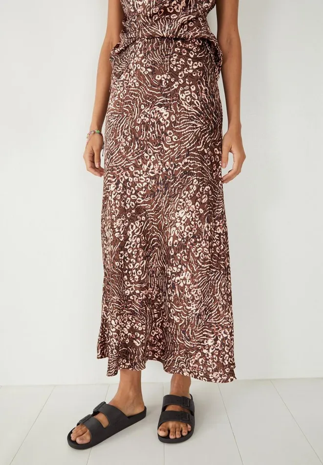 Hush Skirts Women Simone Slinky Midi Skirt Safari Animal Brown
