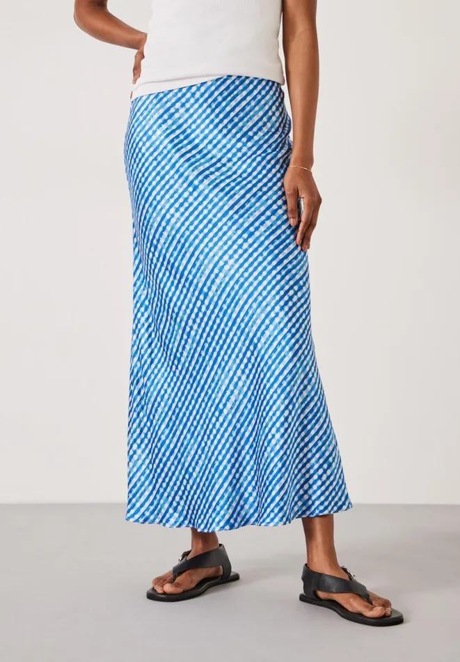 Hush Skirts Women Simone Slinky Midi Skirt Watercolour Gingham Dark Blue