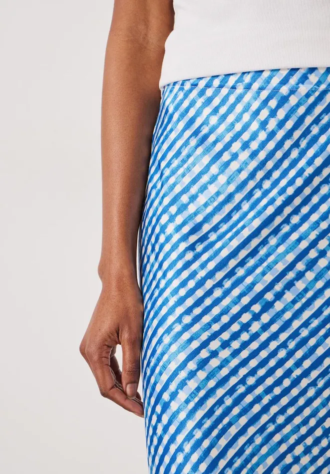 Hush Skirts Women Simone Slinky Midi Skirt Watercolour Gingham Dark Blue