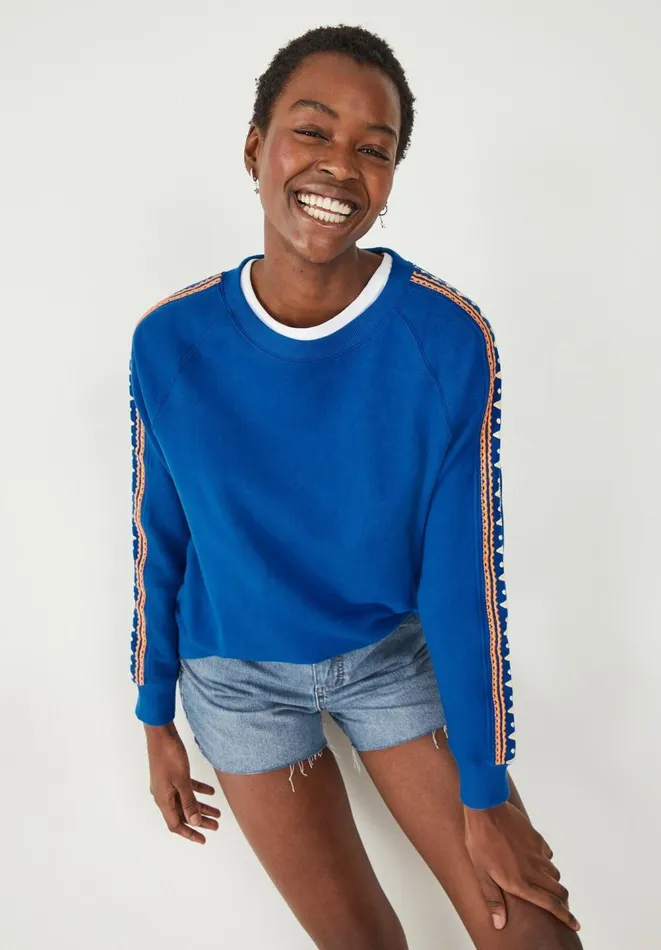 Hush Sweatshirts and Hoodies Women Caley Side Trim Sweatshirt Bright Blue Hush Sweatshirts and Hoodies Women Caley Side Trim Sweatshirt Bright Blue