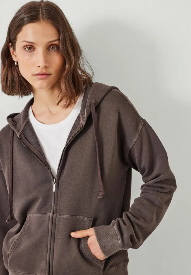 Hush Sweatshirts and Hoodies Women Dorian Cotton Zip Front Hoodie Chocolate Hush Sweatshirts and Hoodies Women Dorian Cotton Zip Front Hoodie Chocolate