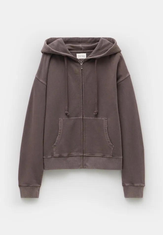 Hush Sweatshirts and Hoodies Women Dorian Cotton Zip Front Hoodie Chocolate Hush Sweatshirts and Hoodies Women Dorian Cotton Zip Front Hoodie Chocolate
