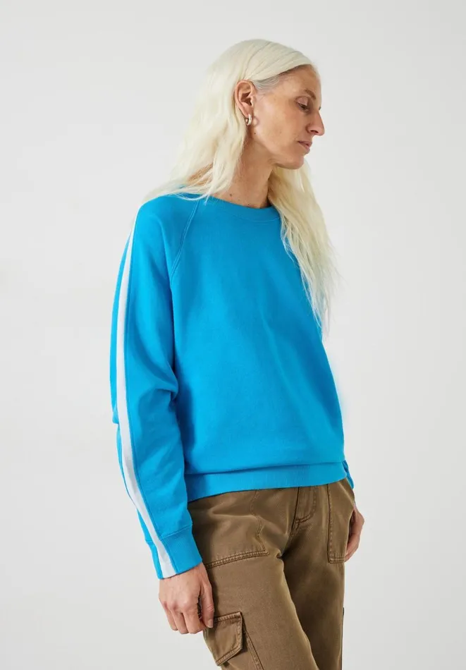 Hush Sweatshirts and Hoodies Women Maisie Cotton Striped Sweatshirt Blue Marine