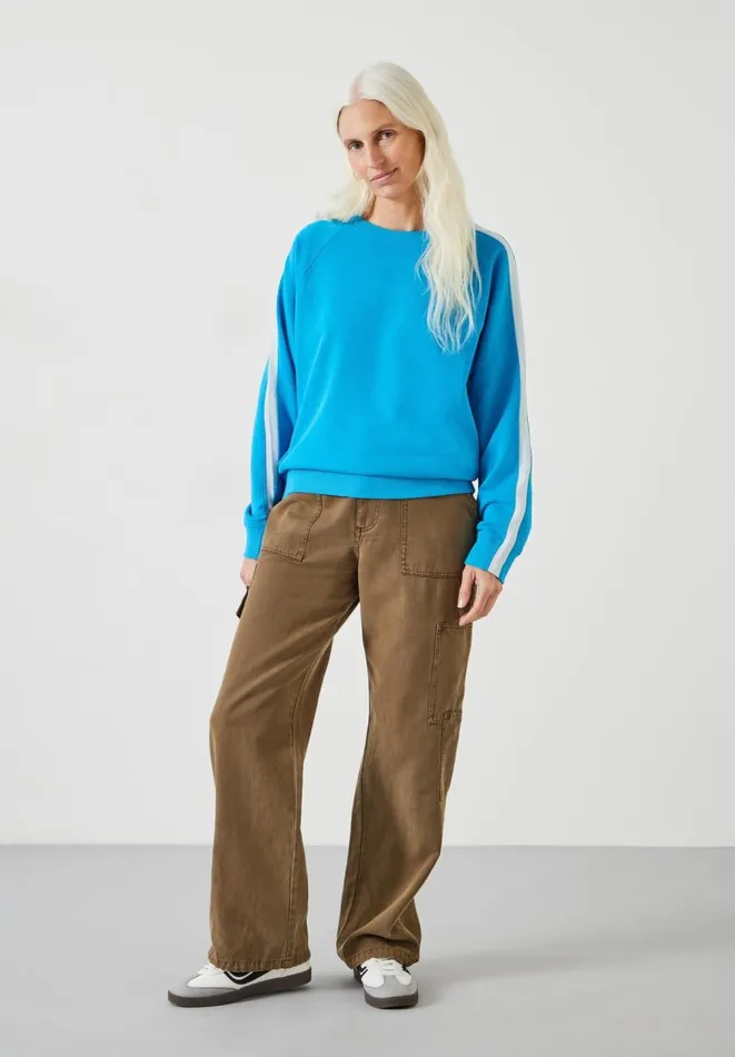 Hush Sweatshirts and Hoodies Women Maisie Cotton Striped Sweatshirt Blue Marine Hush Sweatshirts and Hoodies Women Maisie Cotton Striped Sweatshirt Blue Marine