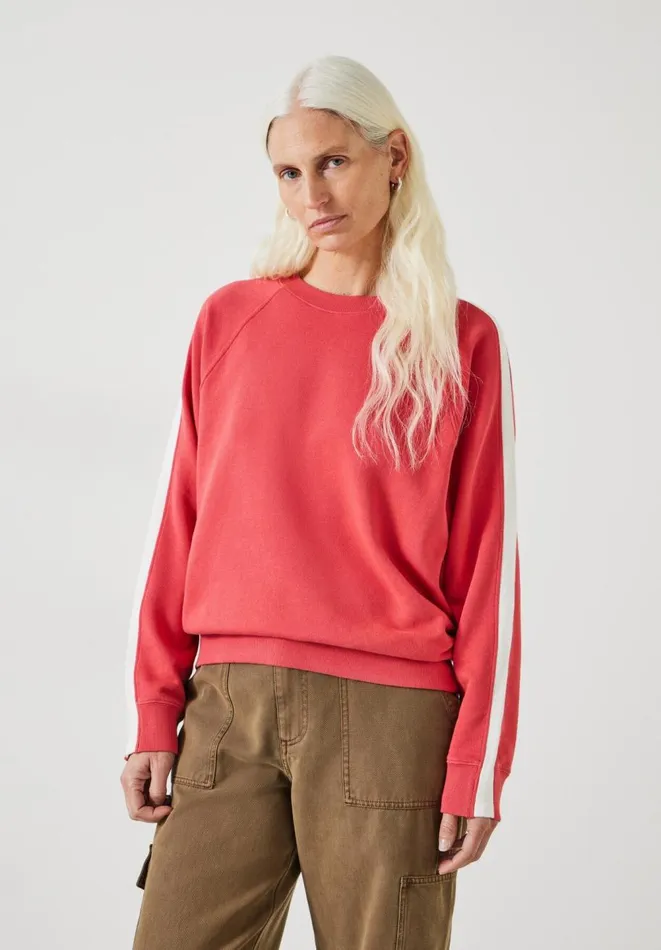 Hush Sweatshirts and Hoodies Women Maisie Cotton Striped Sweatshirt Poppy Red