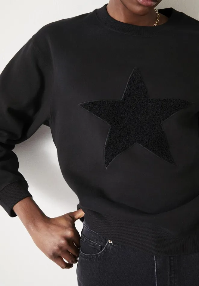 Hush Sweatshirts and Hoodies Women Simran Star Texture Sweatshirt Black Hush Sweatshirts and Hoodies Women Simran Star Texture Sweatshirt Black
