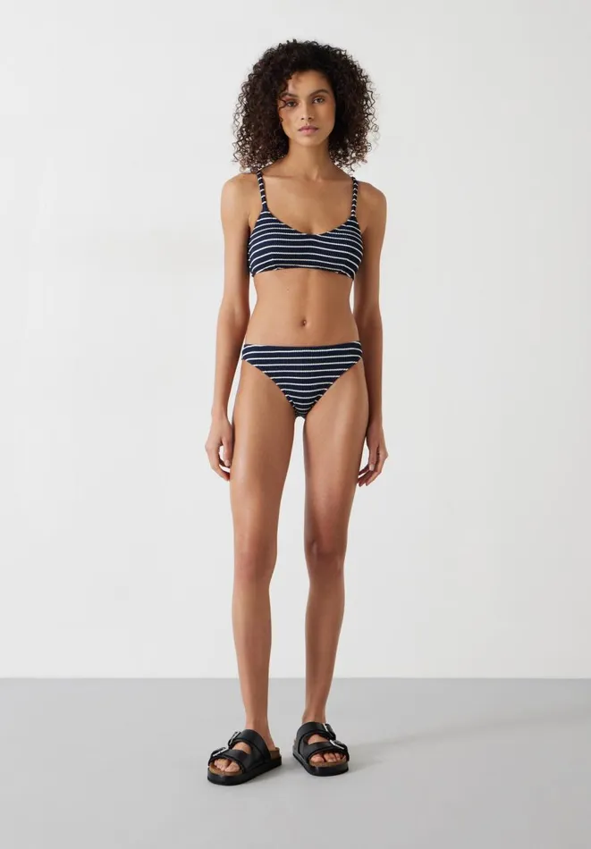 Hush Swimwear and Beachwear Women Cally Classic Stripe Rib Bikini Bottoms Navywhite Stripe