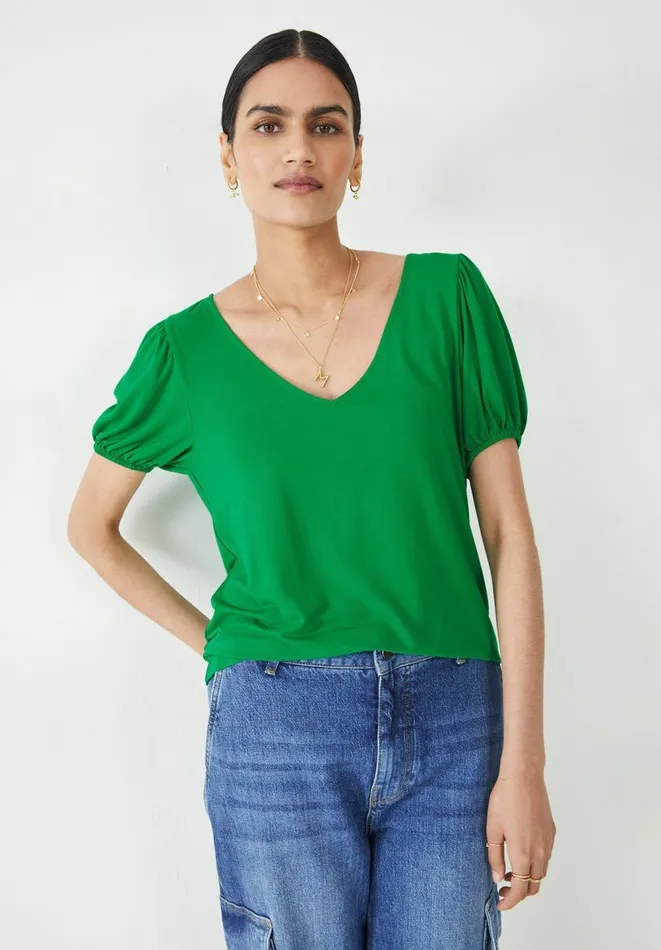 Hush Tops and Tshirts Women Ally Puff Sleeve Jersey Top Bright Green