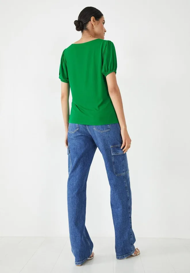 Hush Tops and Tshirts Women Ally Puff Sleeve Jersey Top Bright Green