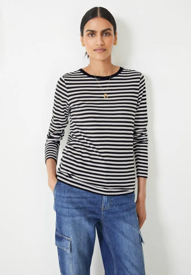 Hush Tops and Tshirts Women Anna Stripe Jersey Top Whiteblack