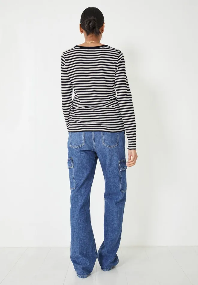 Hush Tops and Tshirts Women Anna Stripe Jersey Top Whiteblack