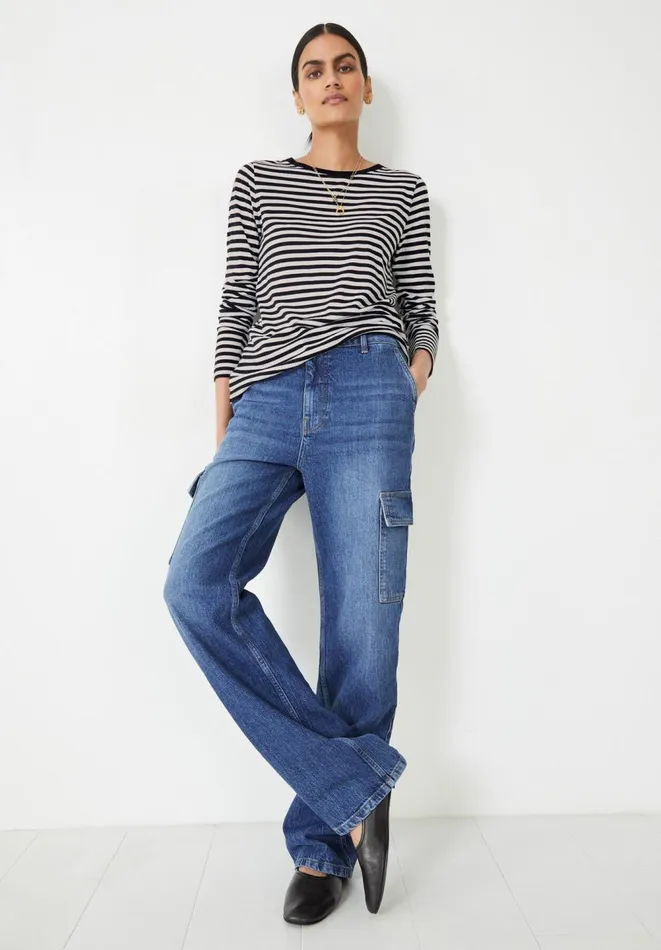 Hush Tops and Tshirts Women Anna Stripe Jersey Top Whiteblack