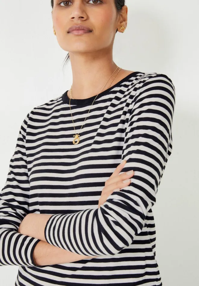 Hush Tops and Tshirts Women Anna Stripe Jersey Top Whiteblack