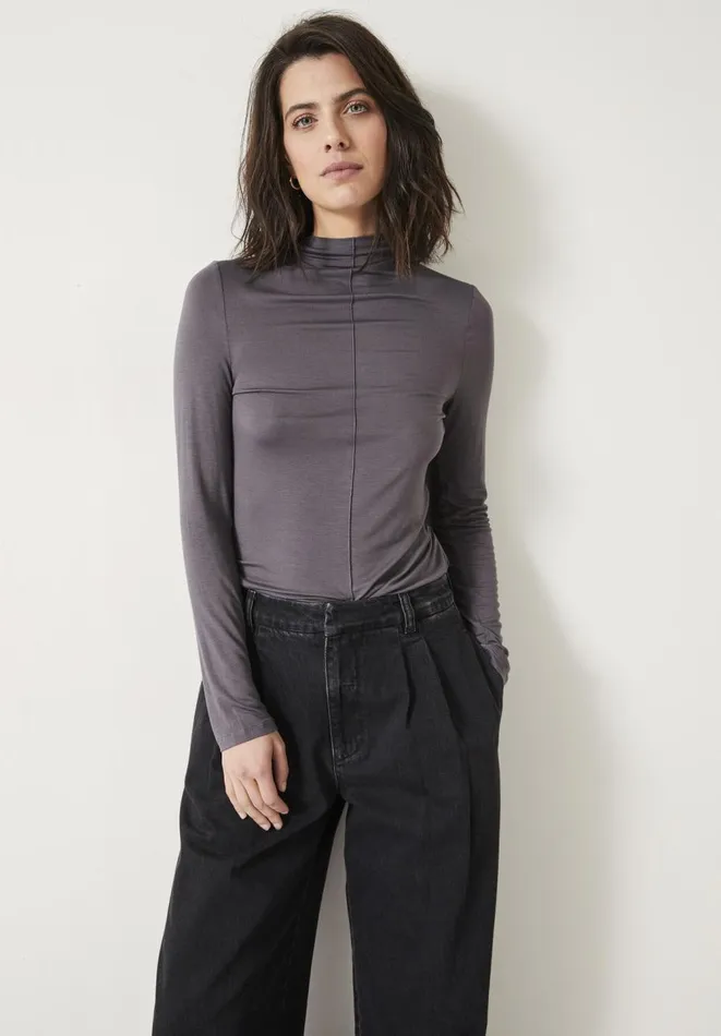 Hush Tops and Tshirts Women Ava Mock Neck Dart Detail Top Grey