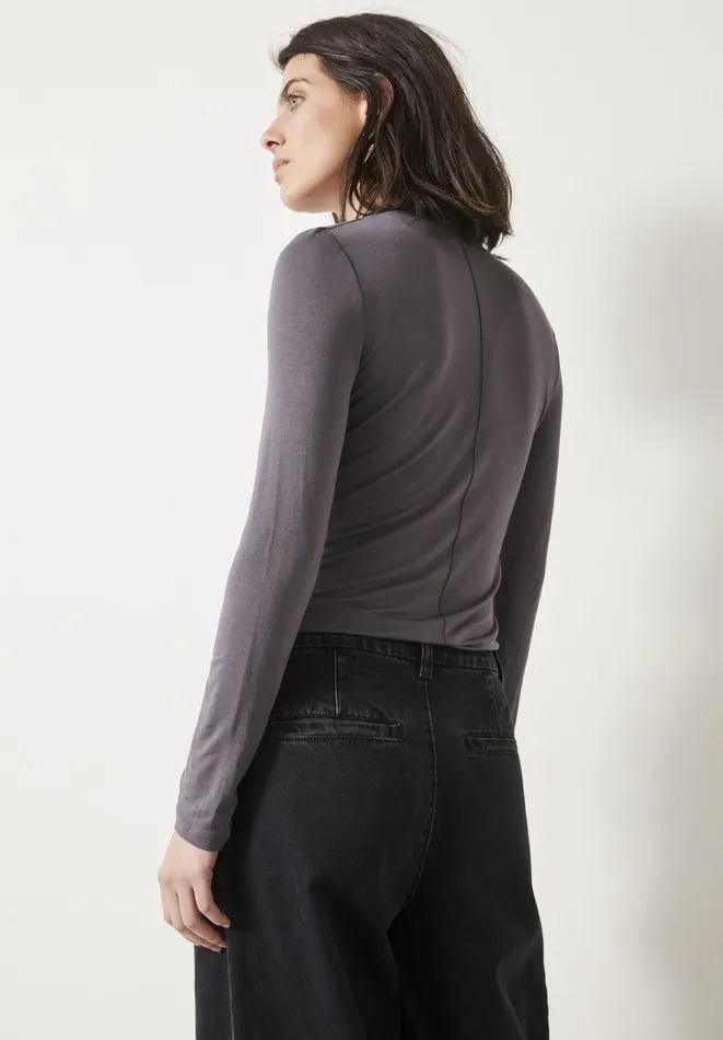 Hush Tops and Tshirts Women Ava Mock Neck Dart Detail Top Grey Hush Tops and Tshirts Women Ava Mock Neck Dart Detail Top Grey