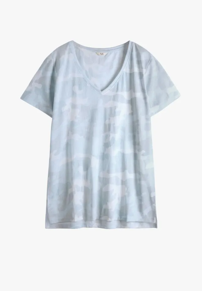 Hush Tops and Tshirts Women Camo VNeck Relaxed TShirt Pale Blue Camo